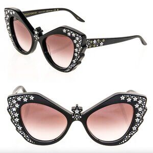 $1320 GUCCI Black Rhinestone Aria Hollywood Butterfly Sunglasses w/ Case